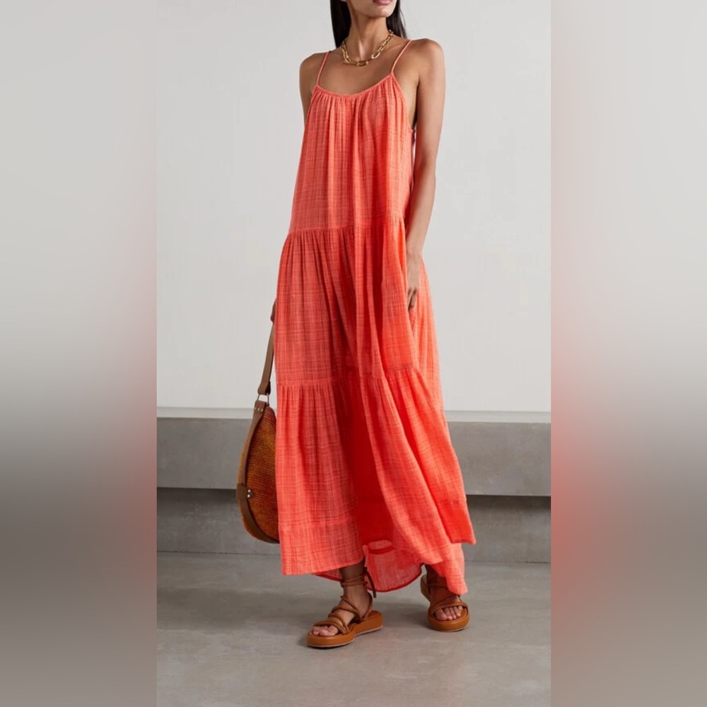 Apiece Apart Gauzy Cotton Blend Saluda Tier Maxi Dress In Nastu Size Small